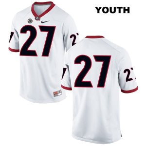 Youth Georgia Bulldogs NCAA #27 Nick Chubb Nike Stitched White Authentic No Name College Football Jersey IOV2654UC
